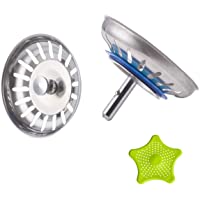CompraFun Tapón Fregadero de Cocina- Acero Inoxidable de 2 Piezas Colador para Fregadero de Cocina (Ø 80 mm)- con Filtro…